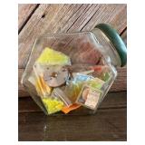 Glass Jar with Various Fishing Tackle