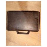 Vintage Brown Faux Leather Storage Case / Craft & Tool Organizer W/ Bottle
