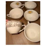 vintage Taylor Smith & Taylor gold-gilded floral teacups set of 6