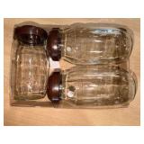 Glass Canister Jar Set w/ Brown Lids – 3 Piece