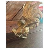 Mid Century solid brass fighting rooster figurine