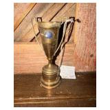 vintage 1960 Farmers Union brass trophy cup manufactured by Dodge Inc