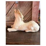 Chalkware / Plaster Reclining Horse Figurine.