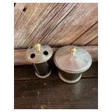 Vintage Silverplate Vanity Bathroom Canister & Toothbrush Holder Set