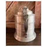 Lidded Pewter Style Beer Stein Tankard Mug w/ Ceramic Liner