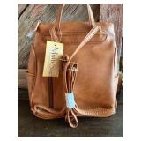NEW MultiSac Brown Faux Leather Backpack Purse / Mini Travel Bag w Tags