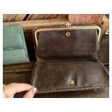 1970s tooled leather wallet & green leather Rolfs Cowhide wallet