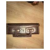 Vintage Brown Faux Leather Storage Case / Craft & Tool Organizer W/ Bottle