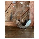 Vintage Handmade Welded Metal Sailboat Sculpture / Folk Art Decor.