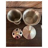 Vintage Silverplate Vanity Bathroom Canister & Toothbrush Holder Set