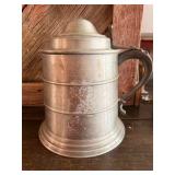 Lidded Pewter Style Beer Stein Tankard Mug w/ Ceramic Liner