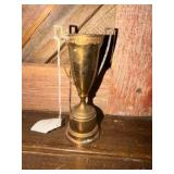 vintage 1960 Farmers Union brass trophy cup manufactured by Dodge Inc