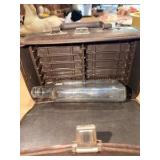 Vintage Brown Faux Leather Storage Case / Craft & Tool Organizer W/ Bottle