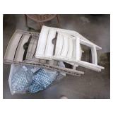 2 folding Chairs, table, sleeping bag and Picnic table cover