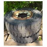 Set of Solid Pneumatic Forklift Tires on Rims