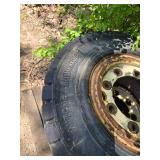 Set of Solid Pneumatic Forklift Tires on Rims