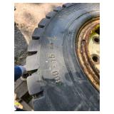 Set of Solid Pneumatic Forklift Tires on Rims