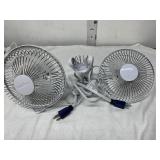 Lot of 2 Air King 6" Clip-On Fans. Commercial-grade personal fans with 2 quiet speeds. Features a heavy-duty, spring-loaded clip and tilting head for custom airflow. Durable, compact design—ideal fo