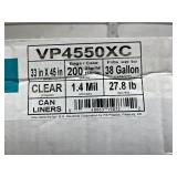 MSRP $150+ NEW NovaPlus VP4550XC 38 Gallon Extra Heavy Duty Clear Trash Can Liners 200 Bags Per Case 33"x45" Heavy Duty & Thick 1.4 Mil Industrial Strength Coreless Rolls Great For Janitorial &amp