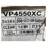 MSRP $150+ NEW NovaPlus VP4550XC 38 Gallon Extra Heavy Duty Clear Trash Can Liners 200 Bags Per Case 33"x45" Heavy Duty & Thick 1.4 Mil Industrial Strength Coreless Rolls Great For Janitorial &amp