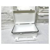 Lot of 10 NEW Empty First Aid Boxes. Durable, weather-resistant plastic cases with gasket seals. Features a secure snap latch and a built-in handle/hanger for wall mounting. Perfect for DIY kits or bu