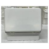 Lot of 10 NEW Empty First Aid Boxes. Durable, weather-resistant plastic cases with gasket seals. Features a secure snap latch and a built-in handle/hanger for wall mounting. Perfect for DIY kits or bu