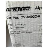 MSRP $180 NEW Case of 25 AlphaGuard 3X-Large Coveralls REF CV-84032-6, Fluid-Repellent SMS Protective Suits w/Serged Seams, Elastic Wrists/Ankles/Back, Breathable High-Filtration Disposable Coveralls 