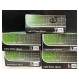 Lot of 5 boxes Pulse Latex Exam Gloves, 500 total gloves, Size Large. Ambidextrous with beaded cuffs for strength and easy removal. High-quality protection for medical, cleaning, or food prep use.