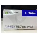 MSRP $165 Lot 9 boxes PremierPro Plus. 1800 total gloves. Size Large. Chemo-tested medical grade. Powder-free with textured fingertips for grip. Latex-free and ambidextrous. Professional quality prote
