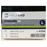 MSRP $200 Lot of 7 boxes (1,600 gloves!) by Halyard. 5 boxes of Premium Sterling SG Nitrile and 1 Synthetic Vinyl. Size L- Upgrade to professional-grade protection with high tactile sensitivity. Powde