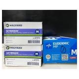 Lot of 3 boxes of gloves-Halyard SKYBREEZE & Medline EUDERMIC MP 450 gloves total! Size (M) Premium powder-free exam gloves. Features high-risk latex for dexterity & nitrile for durability. Textured g