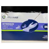 Lot of 3 boxes of gloves-Halyard SKYBREEZE & Medline EUDERMIC MP 450 gloves total! Size (M) Premium powder-free exam gloves. Features high-risk latex for dexterity & nitrile for durability. Textured g