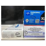 Lot of 3 boxes of gloves: Medline, Cardinal Health, Ansell. 300 gloves total, Size XL & XXL. High-protection medical lot includes textured nitrile, high-risk latex & ultra-long 16" nitrile. All powder