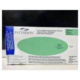 Lot of 6 Boxes of Patterson Gloves. 1,200 total gloves. Size Medium. Professional grade mix: 3 boxes Nitrile for latex-free protection & 3 boxes Aloe-infused Latex to soothe skin. Both feature texture