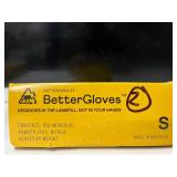 Lot of 6 boxes of gloves, BeeSure & BetterGloves, 600 total gloves, Size Small. Powder-free nitrile with textured grip for precision. Features biodegradable technology. Durable, latex-free barrier for