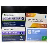 Lot of 4 boxes of gloves: Halyard, Tronex, & Medline. Total of 850 gloves. Size: Large. These powder-free nitrile gloves offer medical-grade protection, superior dexterity, and are chemo-tested for sa