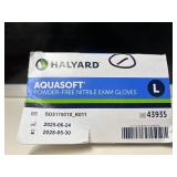 Lot of 3 Boxes of Gloves- Blossom, Criterion N300 Ultra, Halyard Aquasoft. Total 700 Large gloves. Includes latex & nitrile options. Features powder-free, textured grip, and ambidextrous designs f