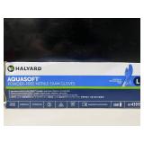 Lot of 3 Boxes of Gloves- Blossom, Criterion N300 Ultra, Halyard Aquasoft. Total 700 Large gloves. Includes latex & nitrile options. Features powder-free, textured grip, and ambidextrous designs f