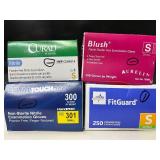 Lot of 4 Boxes of Gloves- Curad, Aurelia Blush, HandPRO RoyalTouch, & Medline FitGuard. 900 gloves total, Size Small. Premium powder-free nitrile offers superior tactile sensitivity and textured g