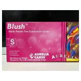 Lot of 4 Boxes of Gloves- Curad, Aurelia Blush, HandPRO RoyalTouch, & Medline FitGuard. 900 gloves total, Size Small. Premium powder-free nitrile offers superior tactile sensitivity and textured g