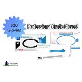 Lot of 3 boxes of gloves: Medline, Cardinal Health, Ansell. 300 gloves total, Size XL & XXL. High-protection medical lot includes textured nitrile, high-risk latex & ultra-long 16" nitrile. All powder