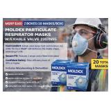 MSRP $160 2 Boxes (10 masks/box) Moldex Particulate Respirators Masks W/Exhale Valve 2307N95 Molded Nose Bridge, Cushion & Softspun Lining *Used for high risk of exposure to airborne particles, in