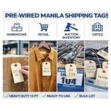 MSRP $150 - 1 Case (1000 Tags/Case) Staples Pre-Wired Heavy-Duty Blank Manila Shipping Tags 6.25" x 3.13" *double-wired tags feature 12-inches of 26-gauge wire - 3/16in. reinforced, tear resistant eye