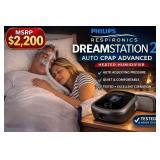 MSRP $2,200 PHILIPS RESPIRONICS DREAMSTATION 2 AUTO CPAP ADVANCED MACHINE *COLOR TOUCHSCREEN DISPLAY HEATED HUMIDIFIER PROFESSIONAL SLEEP THERAPY DEVICE W/CARRY BAG, POWER SUPPLY – EXCELLENT WORKING