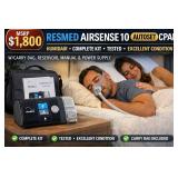 MSRP $1,800 RESMED AIRSENSE 10 AUTOSET AUTO CPAP MACHINE w/HUMIDAIR HEATED HUMIDIFIER *PROFESSIONAL SLEEP THERAPY DEVICE W/CARRY BAG, RESERVOIR, MANUAL & POWER SUPPLY - EXCELLENT WORKING CONDITION