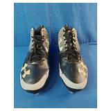 Brand New Under Armour Spine Heater Mid metal baseball cleats in black and white. Size 13