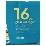 Brand New  Anchor Hocking 16-piece glass food storage set featuring round containers with blue lids