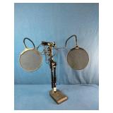 Golden Age Project P2 or similar Stedman Proscreen metal mesh pop filter with a dual-gooseneck setup.