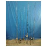 Lot of 6 Fishing Rods and Reels