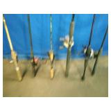 Lot of 6 Fishing Rods and Reels